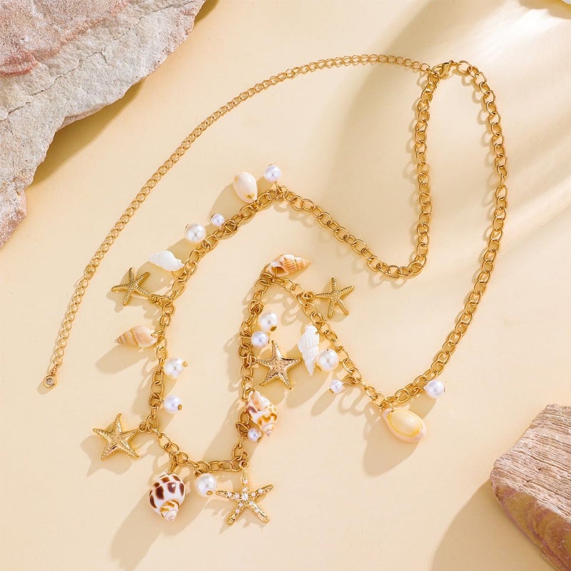 WanBigVa Seashell Starfish Waist Chain for Women Boho Conch Belly Body Chains Summer Beach Pearl Waist Body Jewelry - Image 4